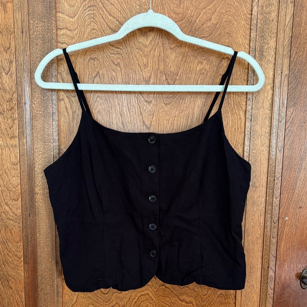 a new day Black Button-Front Camisole